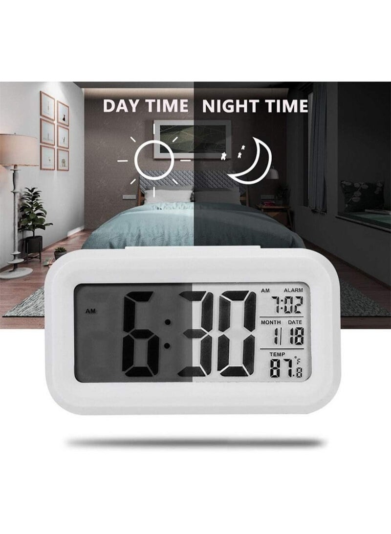 Beauenty Smart Digital Alarm Clock with Date and Temperature Snooze Button on Top Battery Operated Rectangle Desk Clock with Night Light for Bedroom Kids Children Girls Boys - Image 3